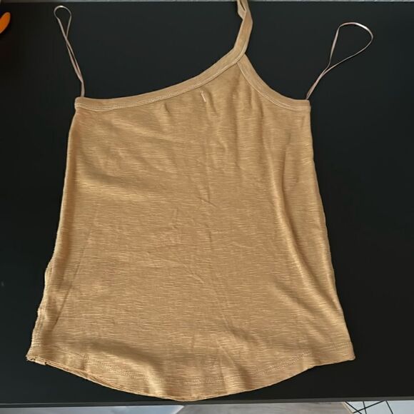 NWOT Free People One Way or Another One Shoulder Cotton Tank Brown Flirty M Chic - Picture 9 of 12
